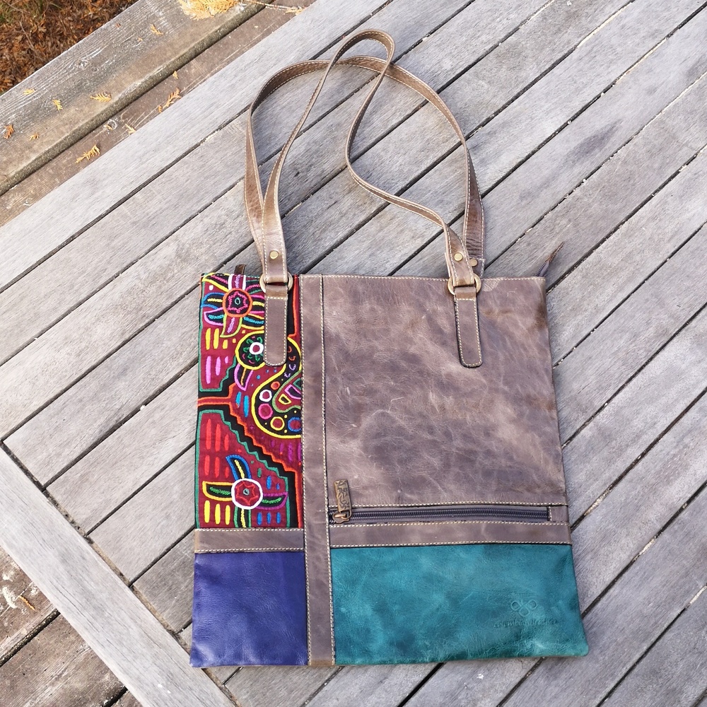 Multicoloured Colombian leather tote